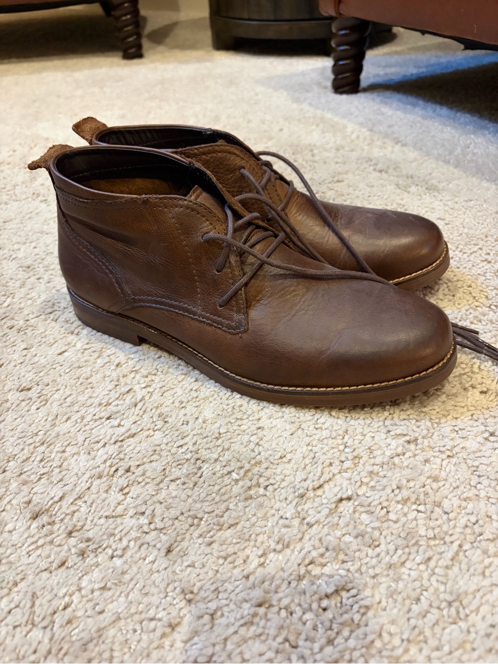 Cole Haan Men's Brown Leather Lace-Up Chukka Boots